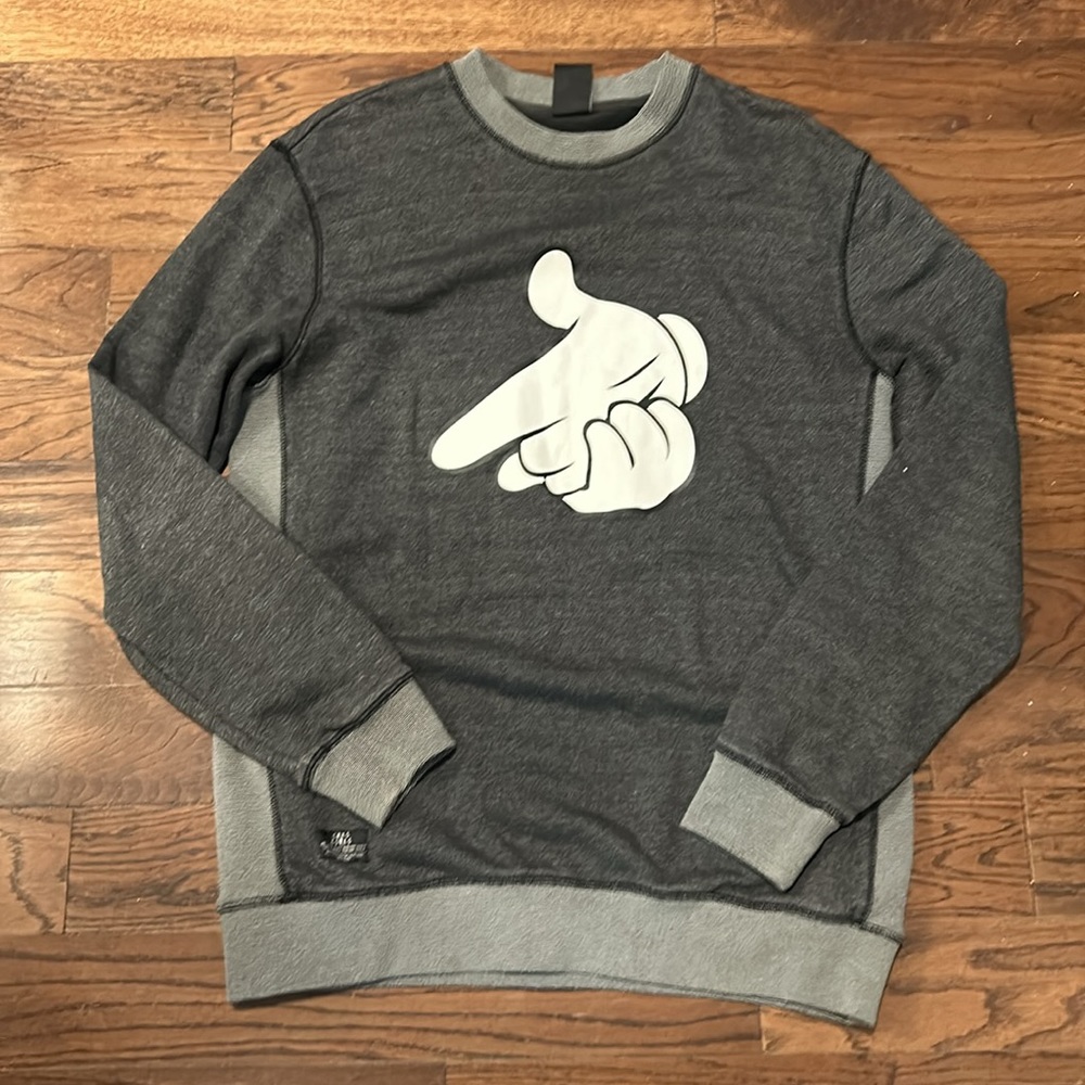 CROOKS & CASTLE - crew neck sweater soft cotton/polyester blend grey size large